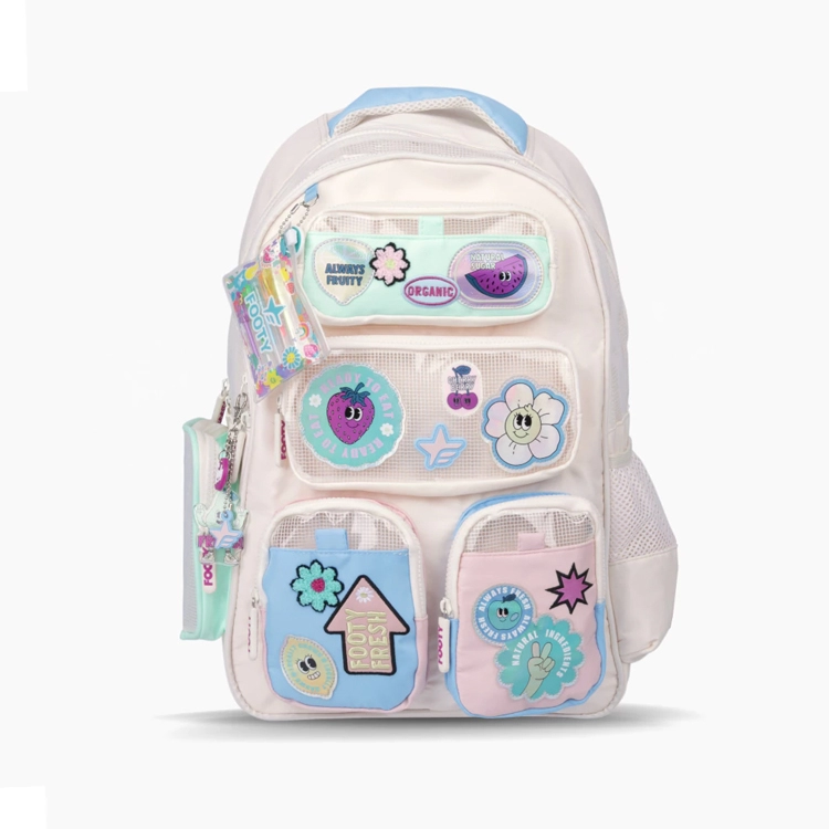 Mochila Escolar Footy 2026 Wonder Pockets Beige 18" Art.F26333